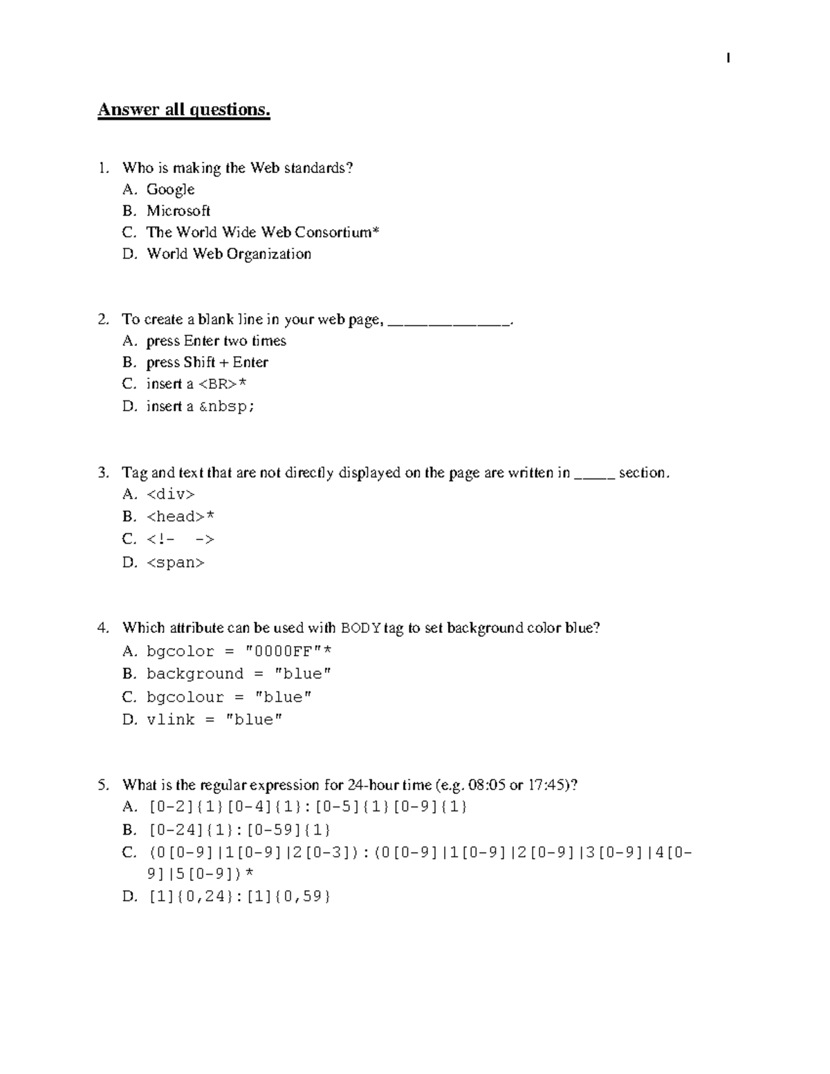 Tp2543 Final Exam - Web Standards and Programming Questions - Studocu