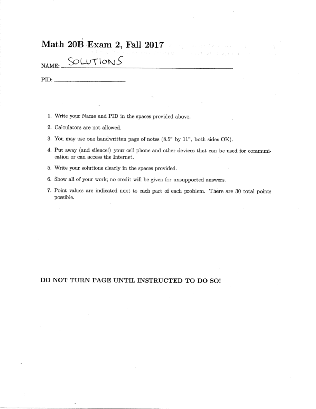 Math 20B Midterm Exam 2 Practice - Fall 2022 (Lahiri & Quarfoot) - Studocu