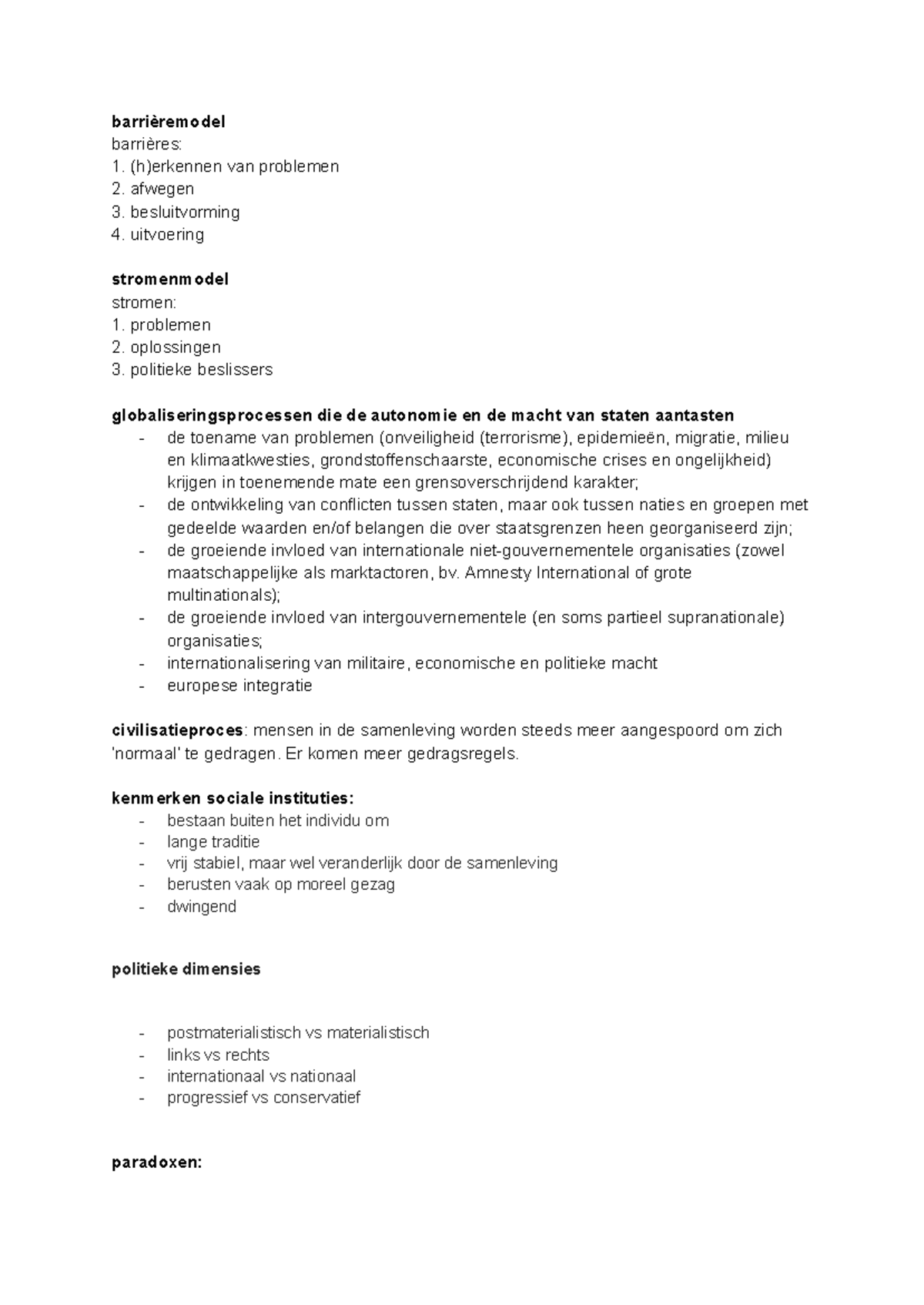 Maw - Barrières en Globalisering: Problemen en Oplossingen - Studeersnel