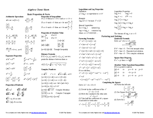 Intermediate Algebra Cheat Sheet Cheatsheet Math Cheat Sheet For A