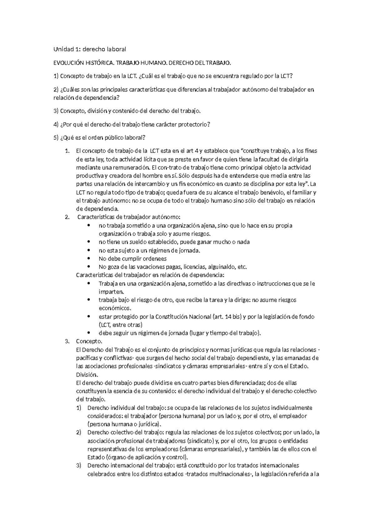 Unidad 1: Evolución Histórica del Derecho Laboral y Trabajo Humano ...