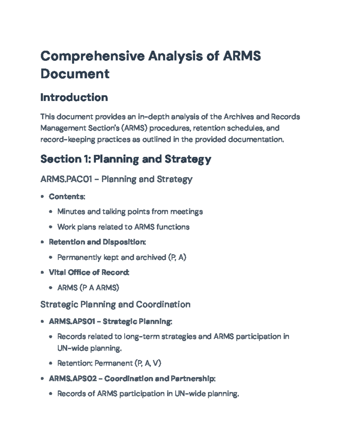 Comprehensive Overview of ARMS Records Management Policies and ...