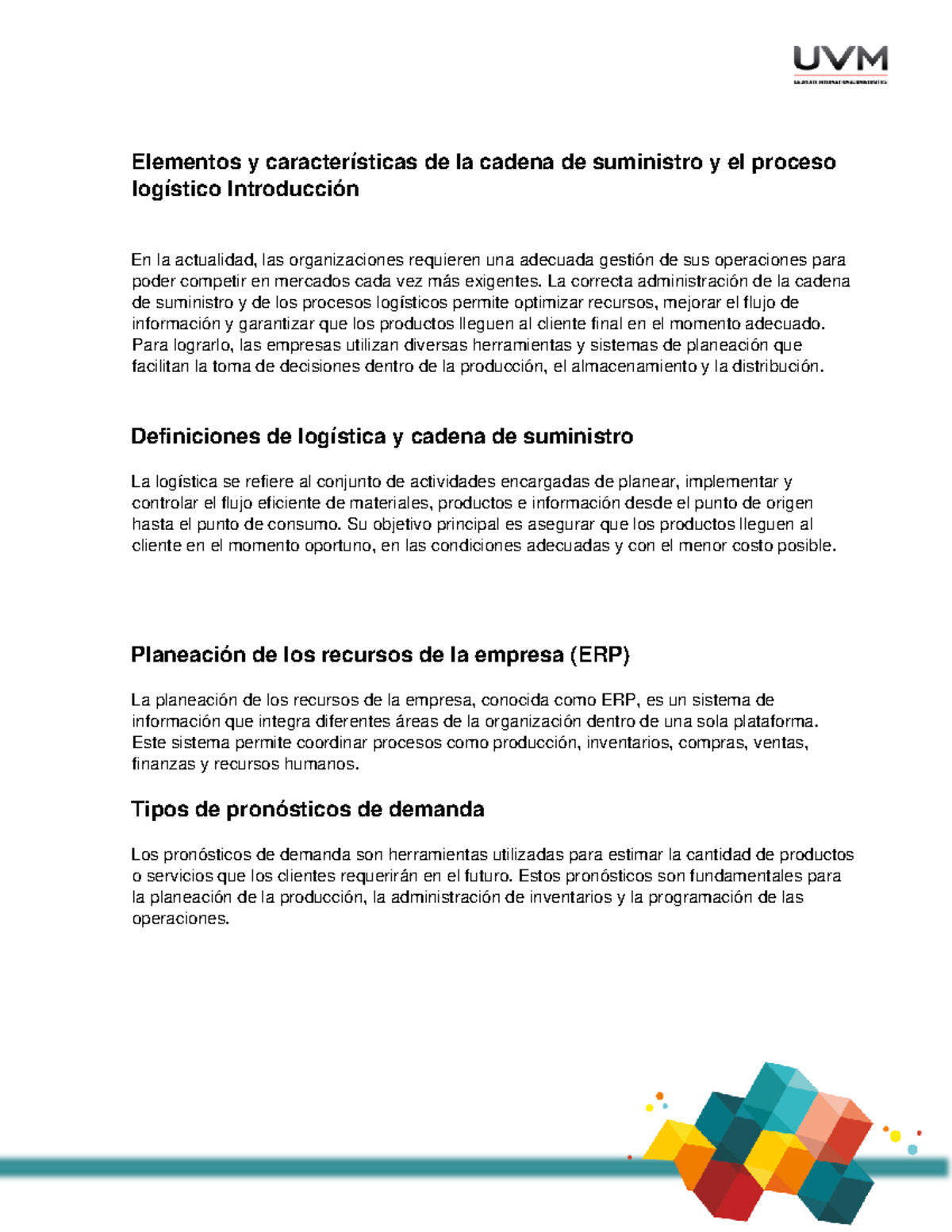 Elementos y características de la cadena de suministro - Tdfae II - Studocu