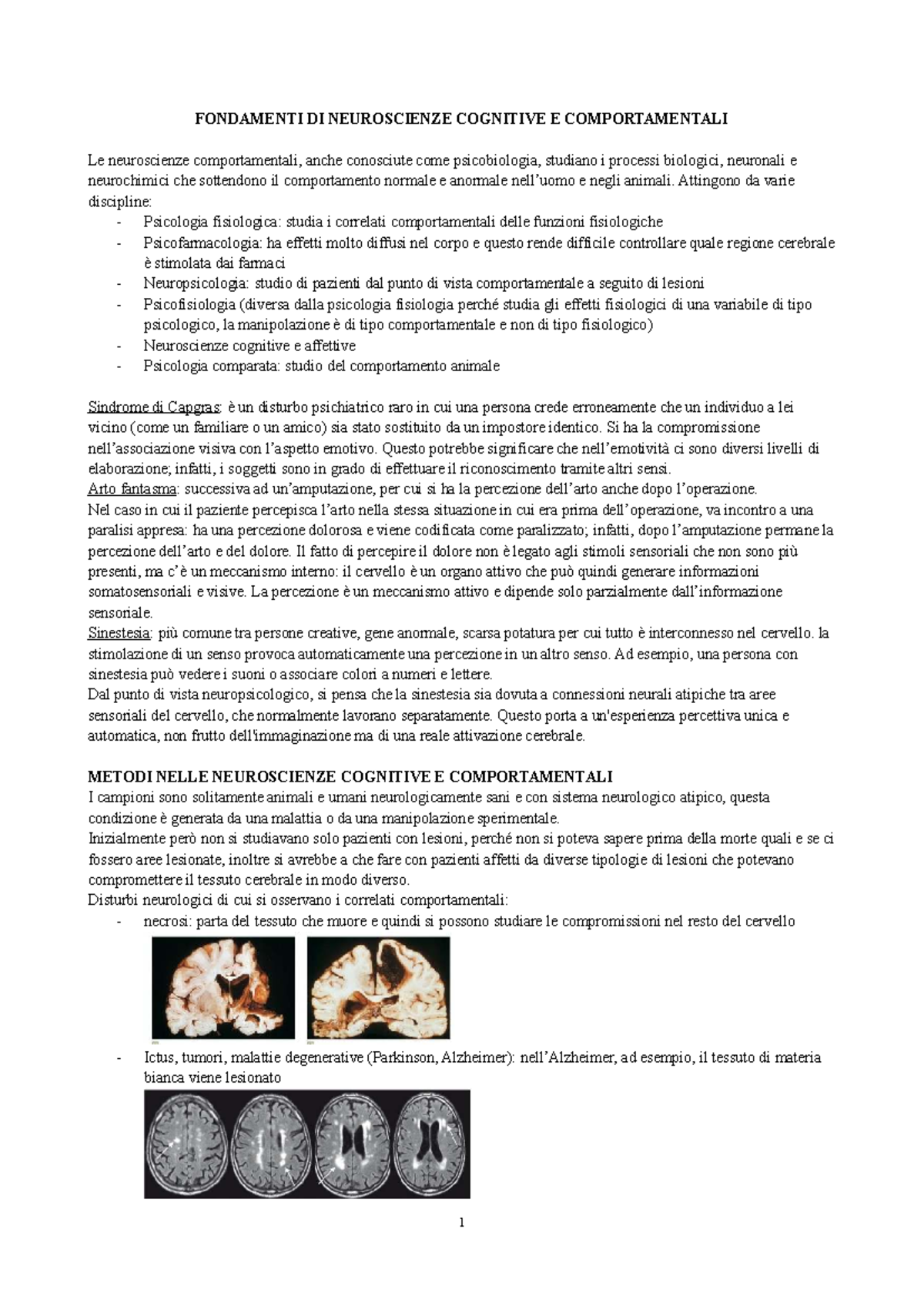 FONDAMENTI DI NEUROSCIENZE COGNITIVE E COMPORTAMENTALI: Riflessioni e Metodi - Document Preview