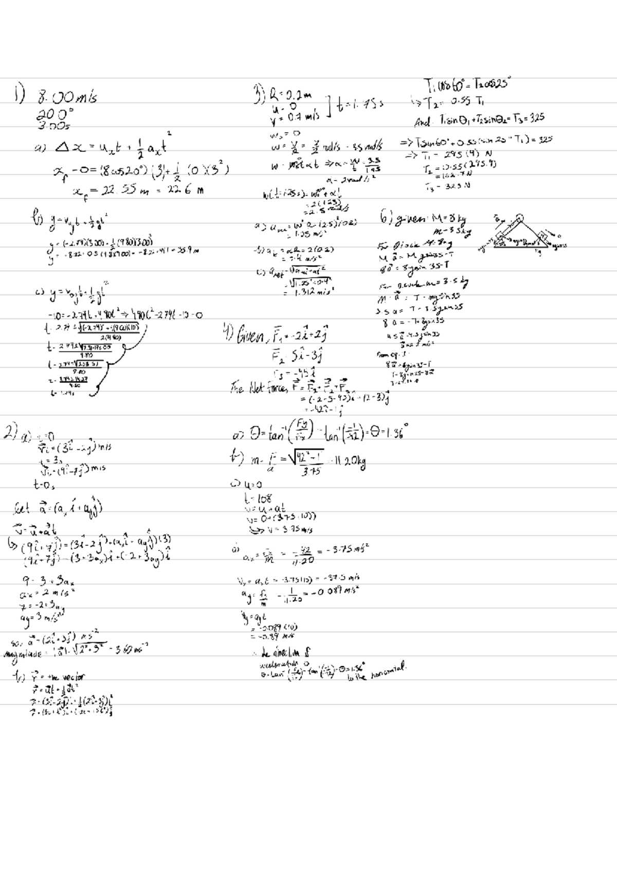 Assignment 2 PHY: Answer Key for Net Force and Acceleration Problems ...