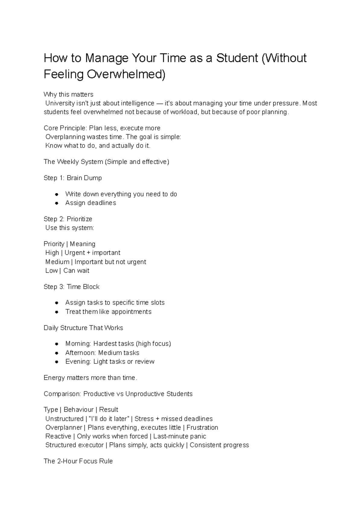 Effective Time Management Strategies for Students: A Guide - Studocu