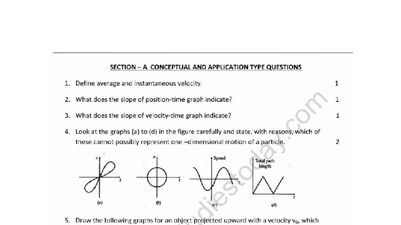 Physics 1 - Conceptual & Application Questions on Motion and Vectors ...