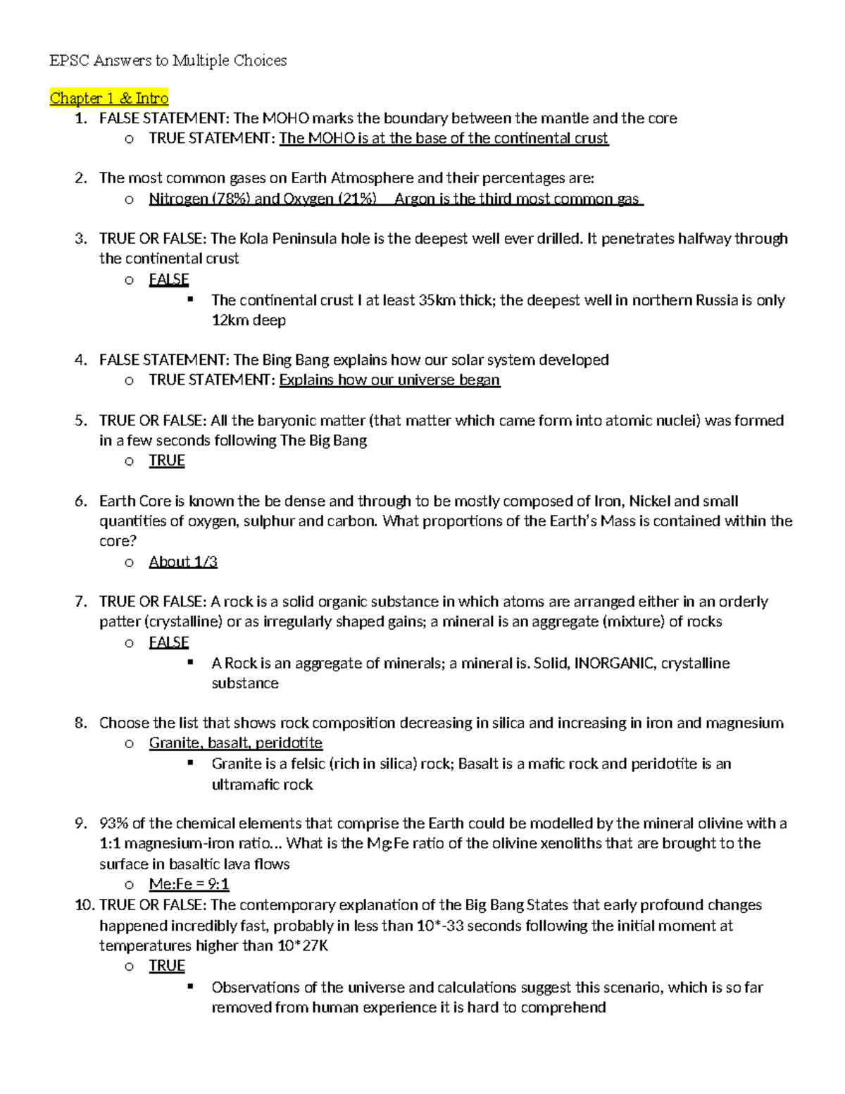 EPSC Multiple Choice Answers: Chapter 1 Overview and Key Concepts - Studocu
