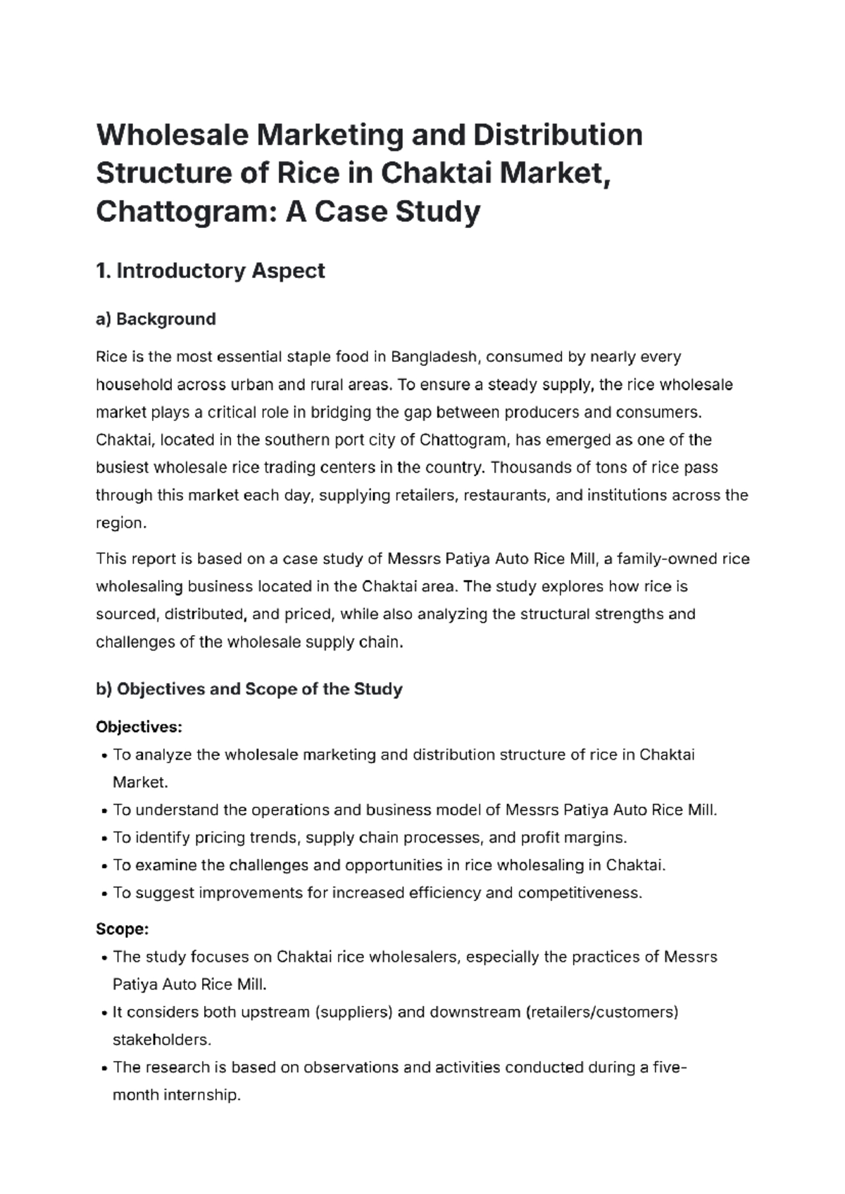 Wholesale Marketing & Distribution of Rice in Chaktai Market: A Case ...