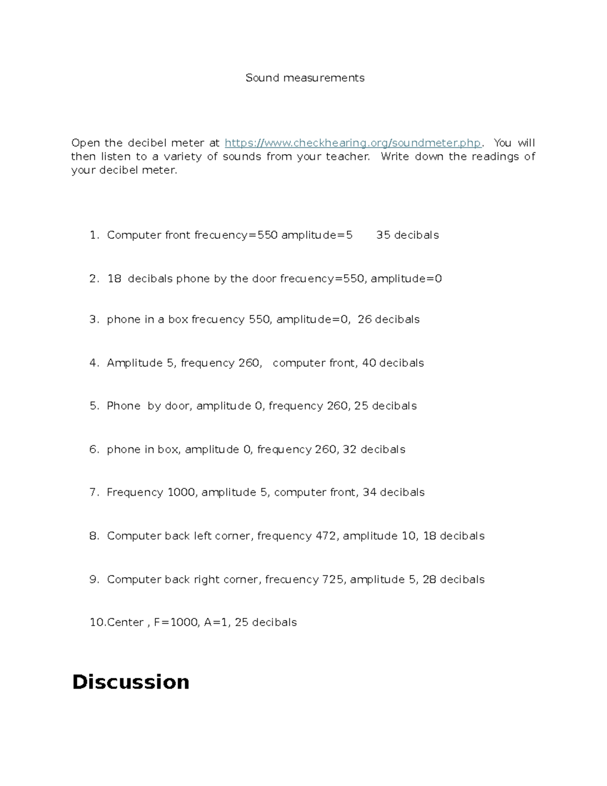 Sound Wave Lab Reportguide - Sound measurements Open the decibel meter ...