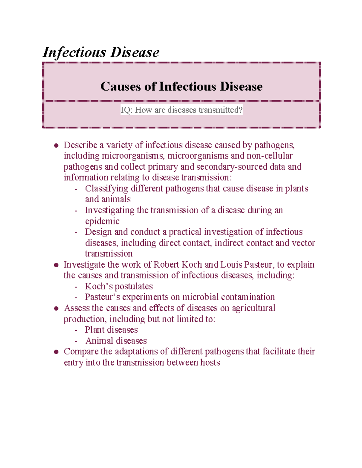 Infectious Disease Study Notes - Module 7: Transmission & Response ...