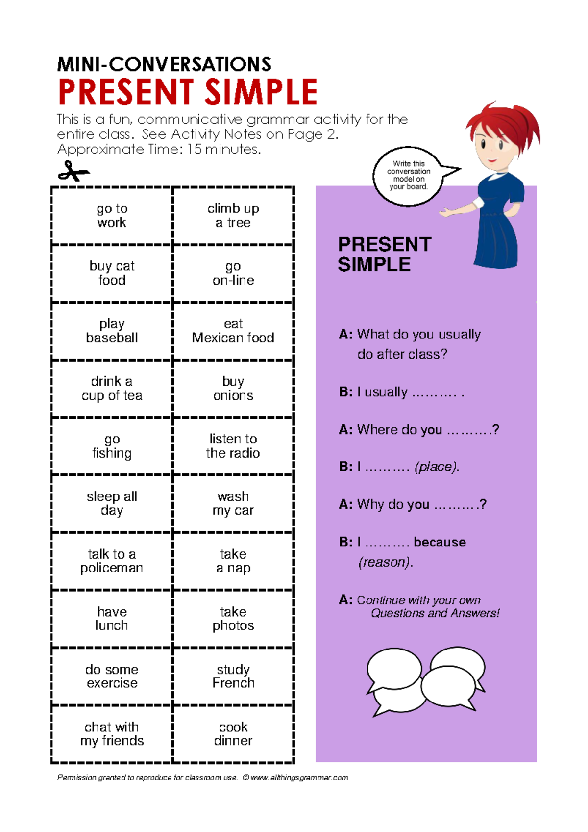 PRESENT SIMPLE Activity: Fun Grammar Mini-Conversations - Studocu