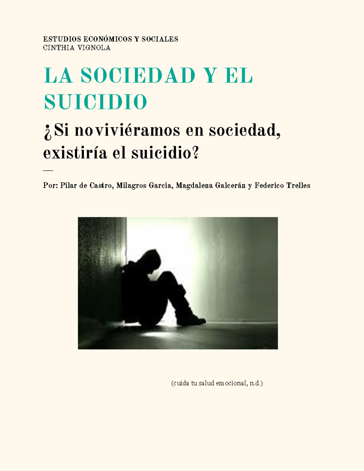 La sociedad y el suicidio EMILE DURKHEIM - ESTUDIOS ECONÓMICOS Y ...