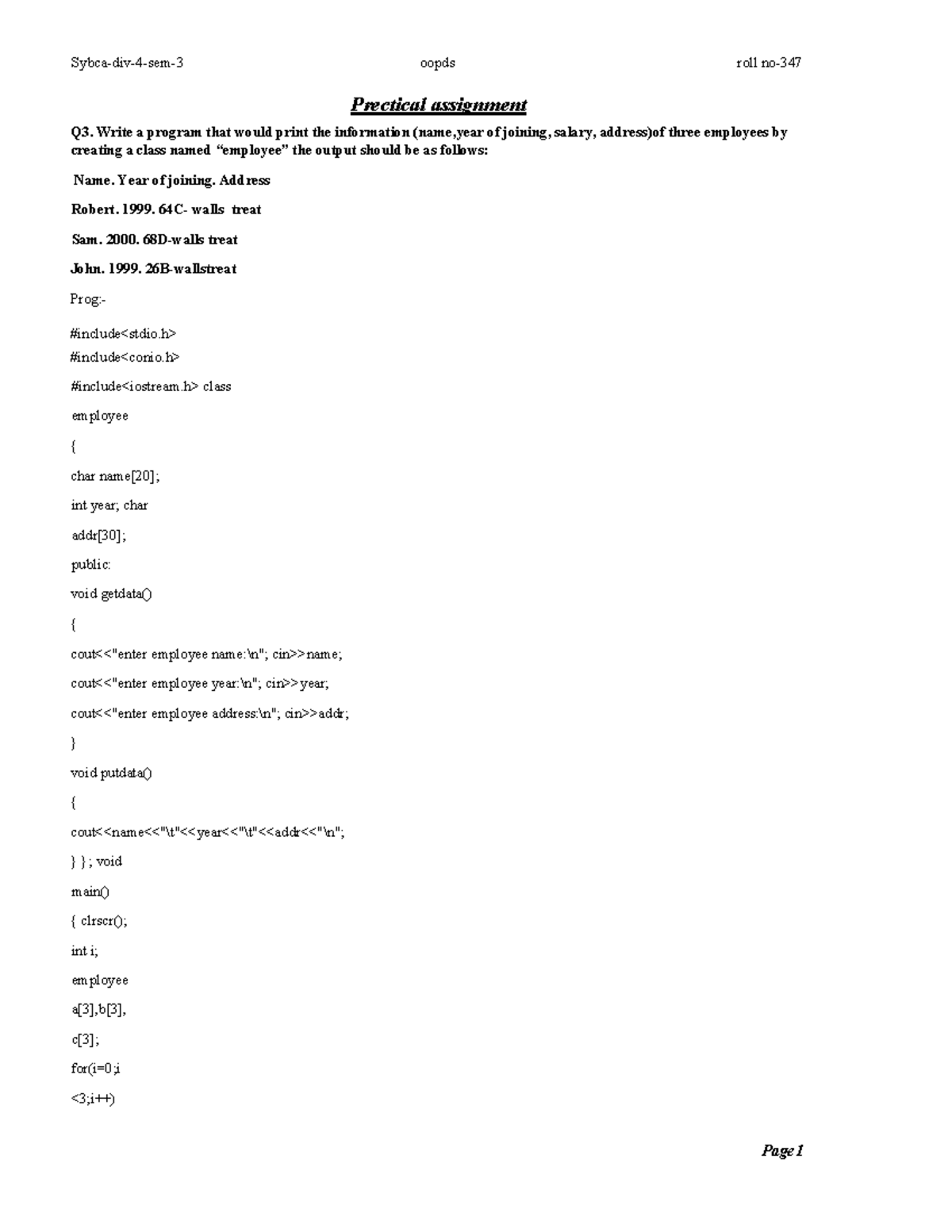 object oriented programming pdf - Prectical assignment Q3. Write a ...
