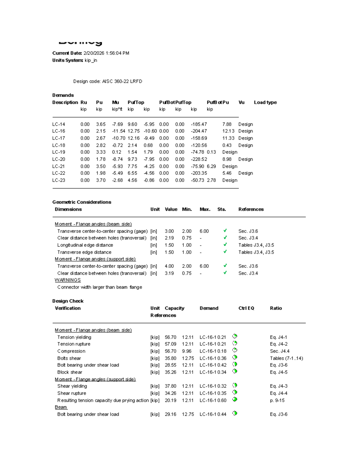AISC LRFD Design Report: Trabe-Viga Analysis and Verification - Studocu