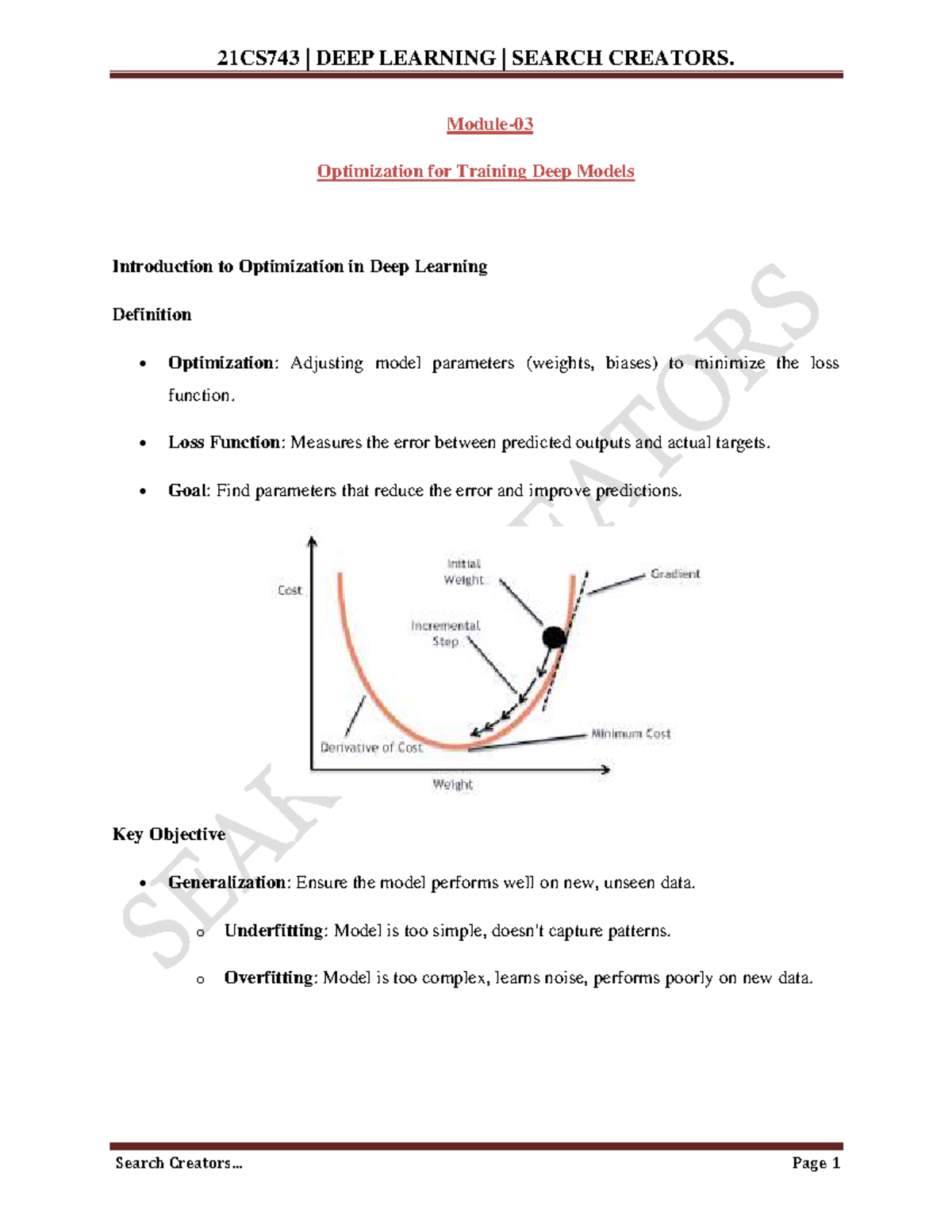 21CS743 DEEP LEARNING MODULE 03: Optimization Techniques and Strategies ...
