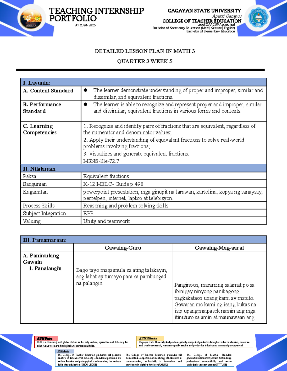 Dlpmath 2 - DLP IN MATH 3 - Level II AACUP Accredited Bachelor of ...