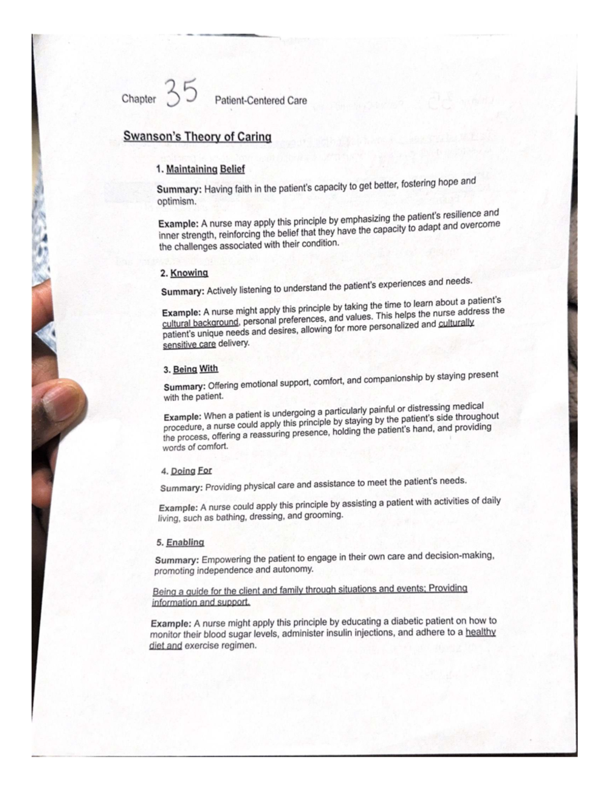 Chapter 36 Care Theory of Caring: Key Principles and Examples - Studocu