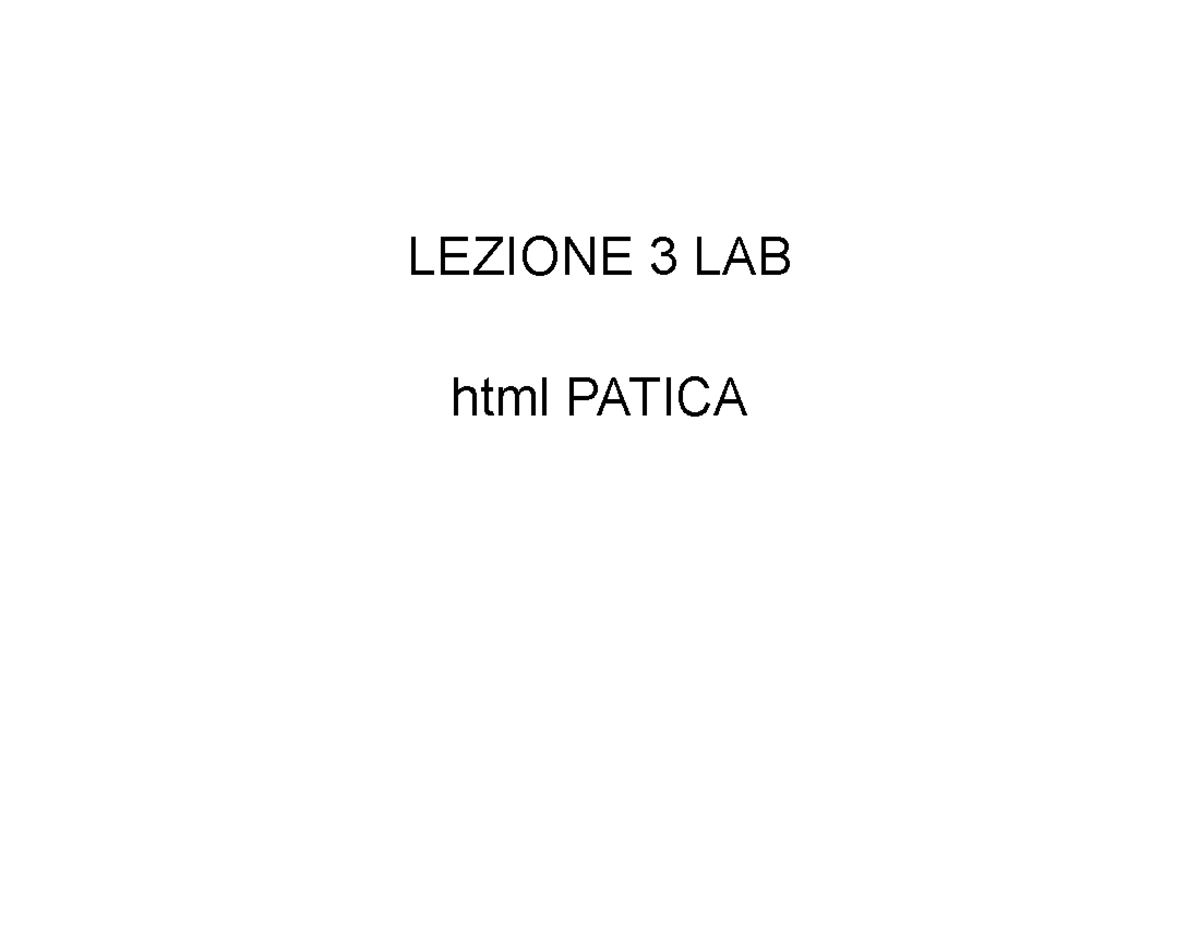 LEZIONE 3 LAB: Creazione di Link in HTML e Navigazione - Studocu