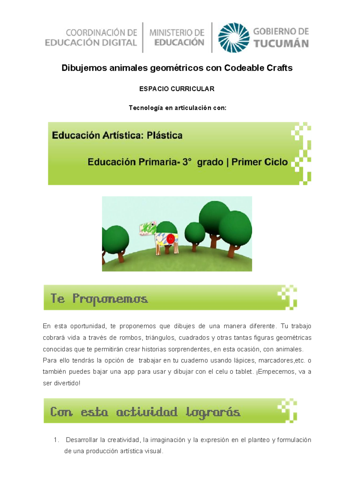 3° Grado: Animales Geométricos con Codeable Crafts - Studocu