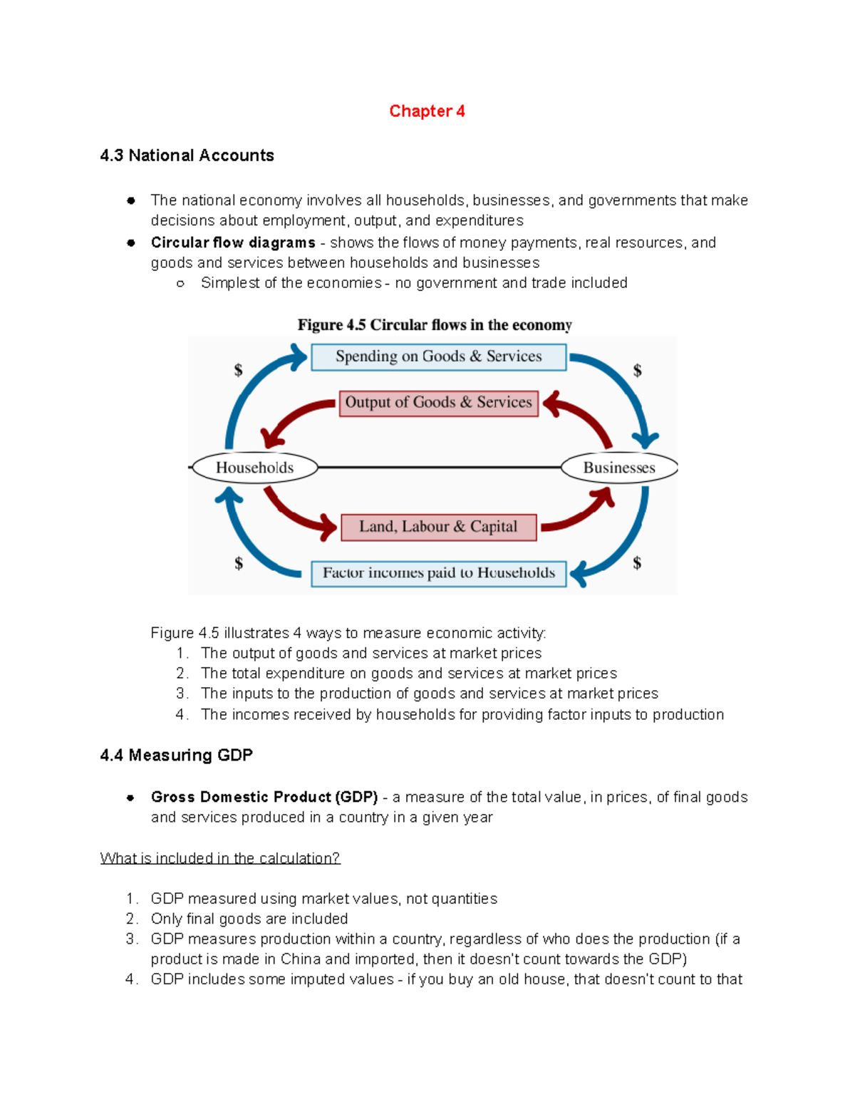 Macro CH 4 Notes - Chapter 4 4 National Accounts The national economy ...