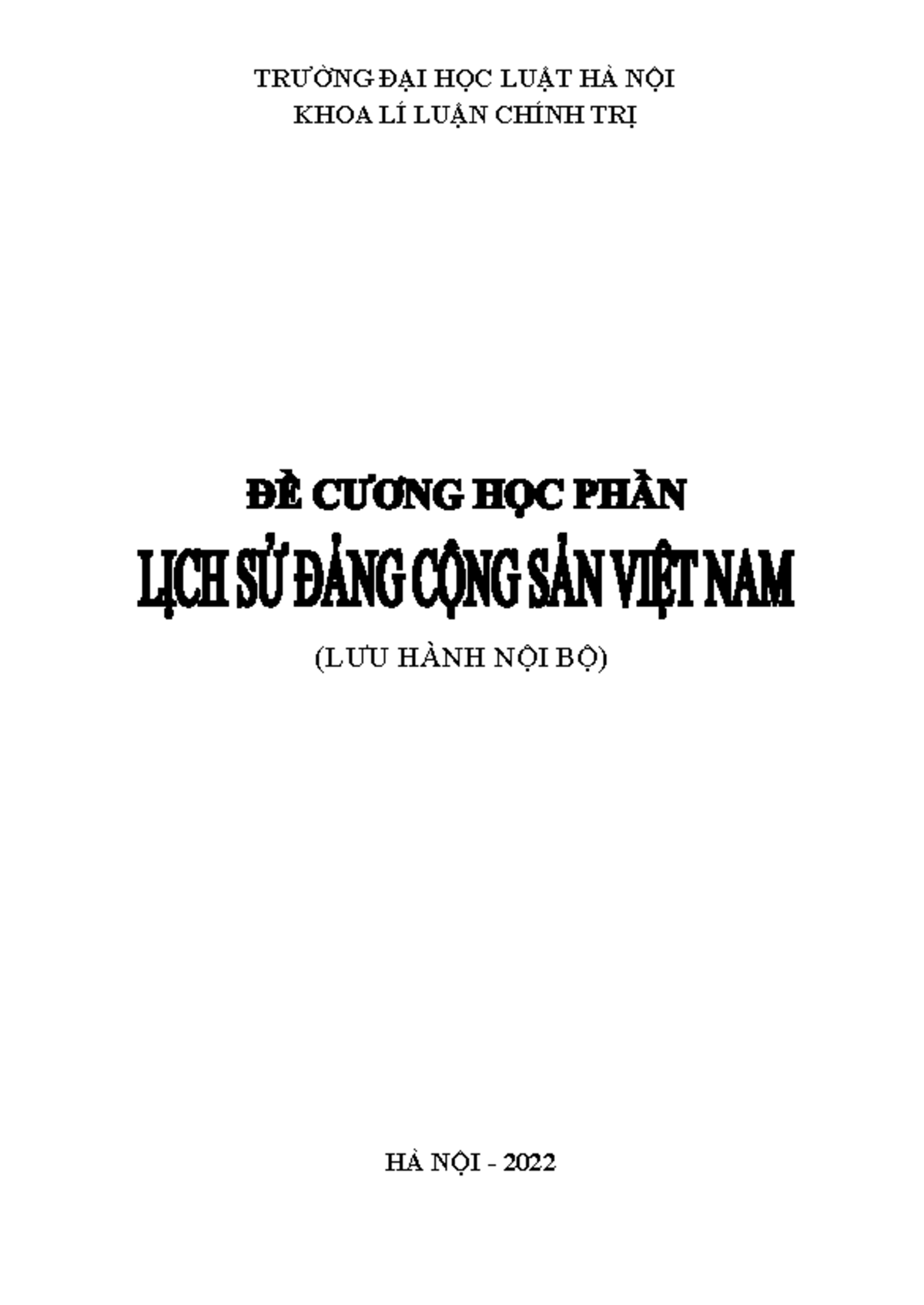 Đề cương Lịch sử Đảng Cộng sản Việt Nam (Lịch sử 2022) - Document Preview