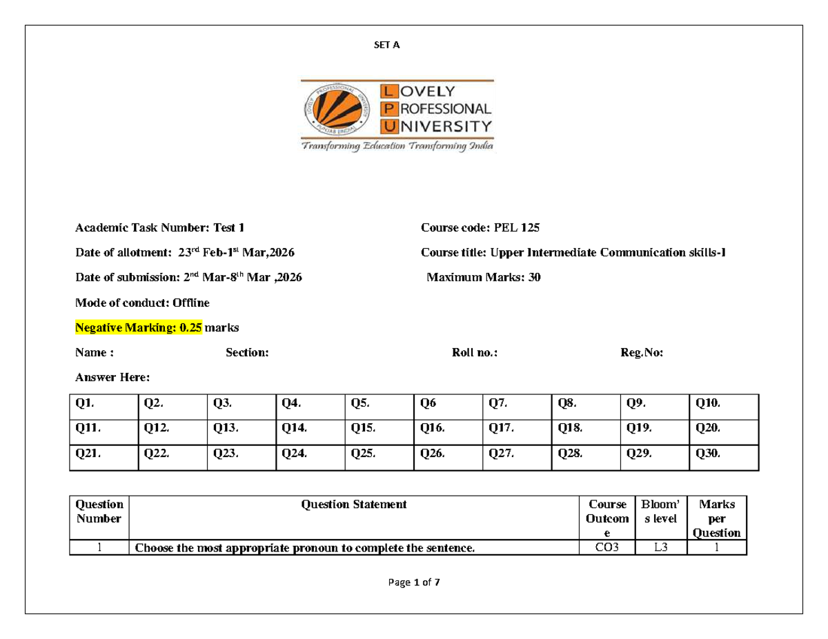 PEL 125 Test 1 Sample Questions and Answers - Studocu
