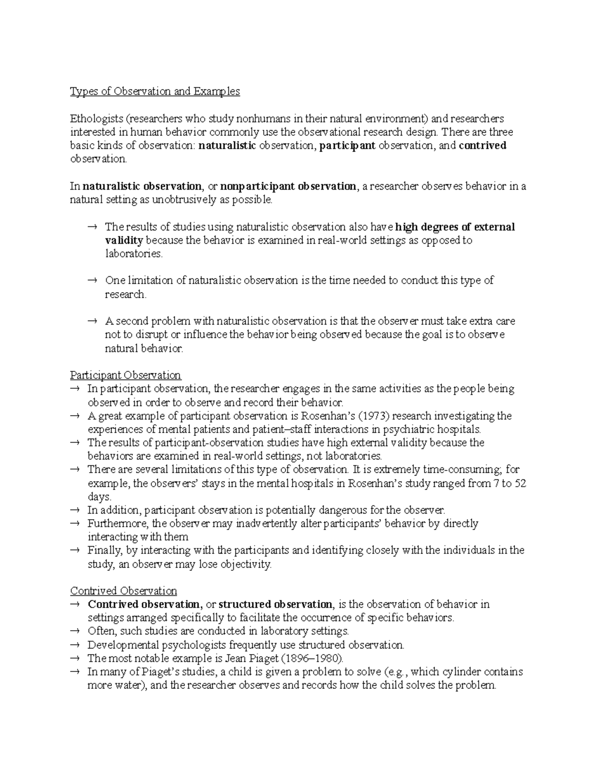 chapter 8 question practice - Types of Observation and Examples ...