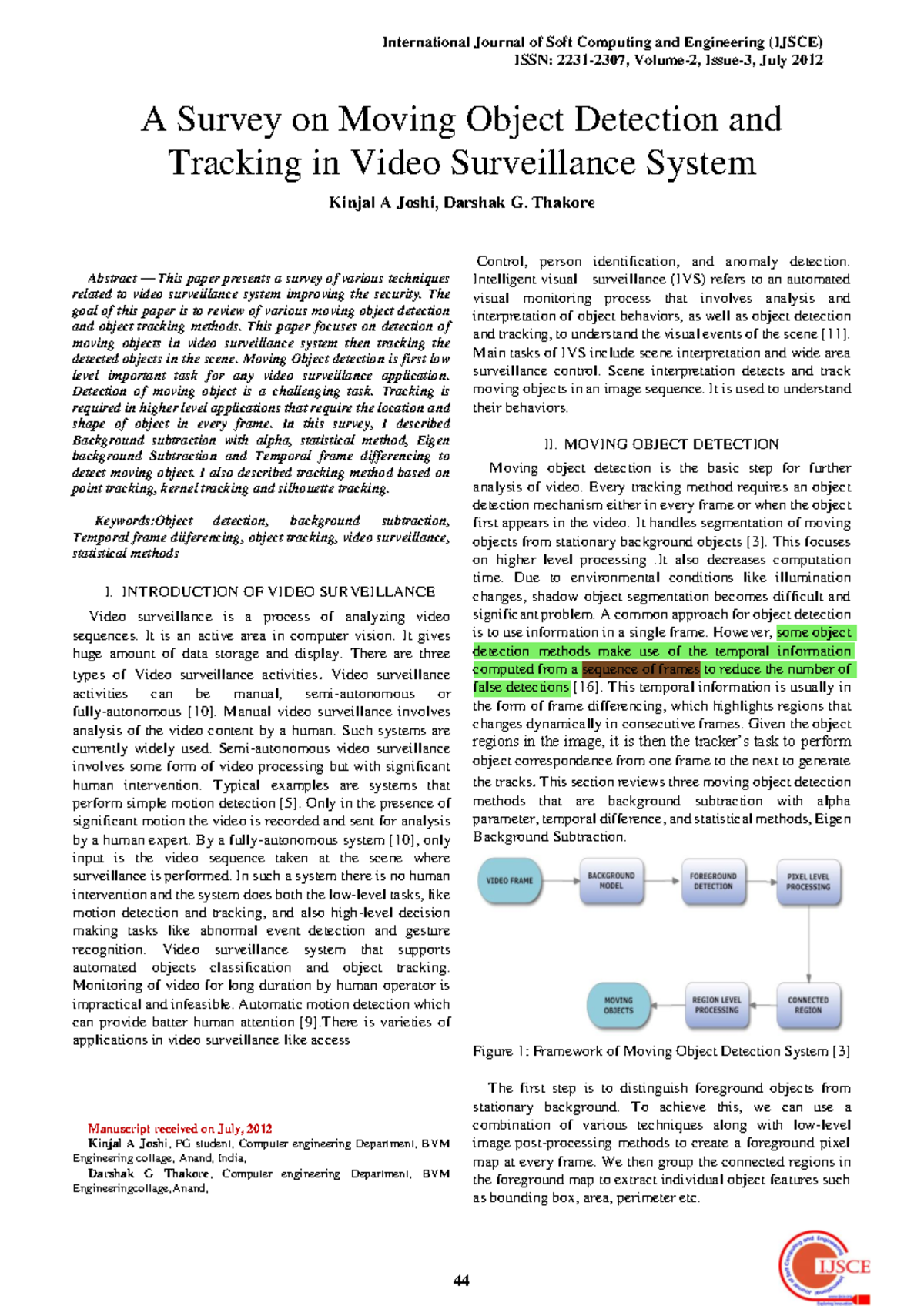 A Survey on Moving Object Detection & Tracking in Video Surveillance ...