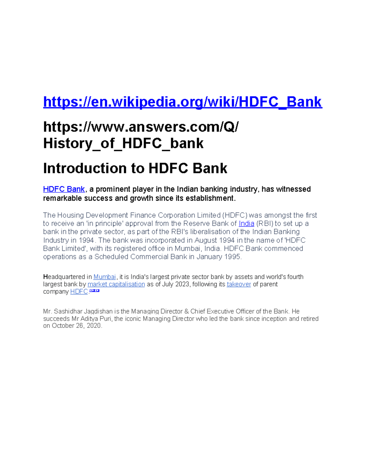 Banking Case Study: HDFC Bank's Growth & Innovations - Studocu
