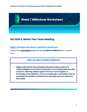 Week 7 Milestone Worksheet Completed (1) - Week 7 Milestone Worksheet ...