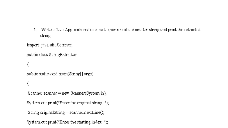 Java Program Lab: String Extraction, Exception Handling ...