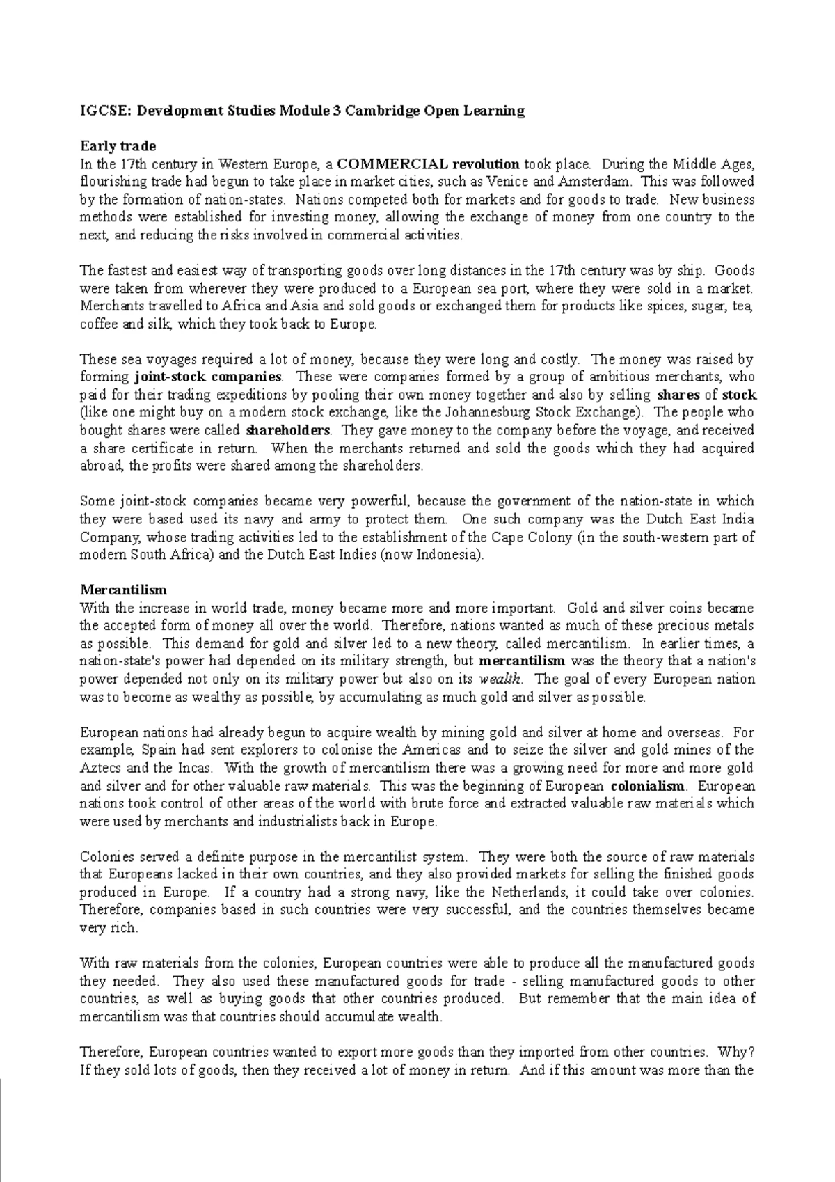 Igcse - Development Studies Module 4 - Unit 3 - Cambridge Open Learning ...