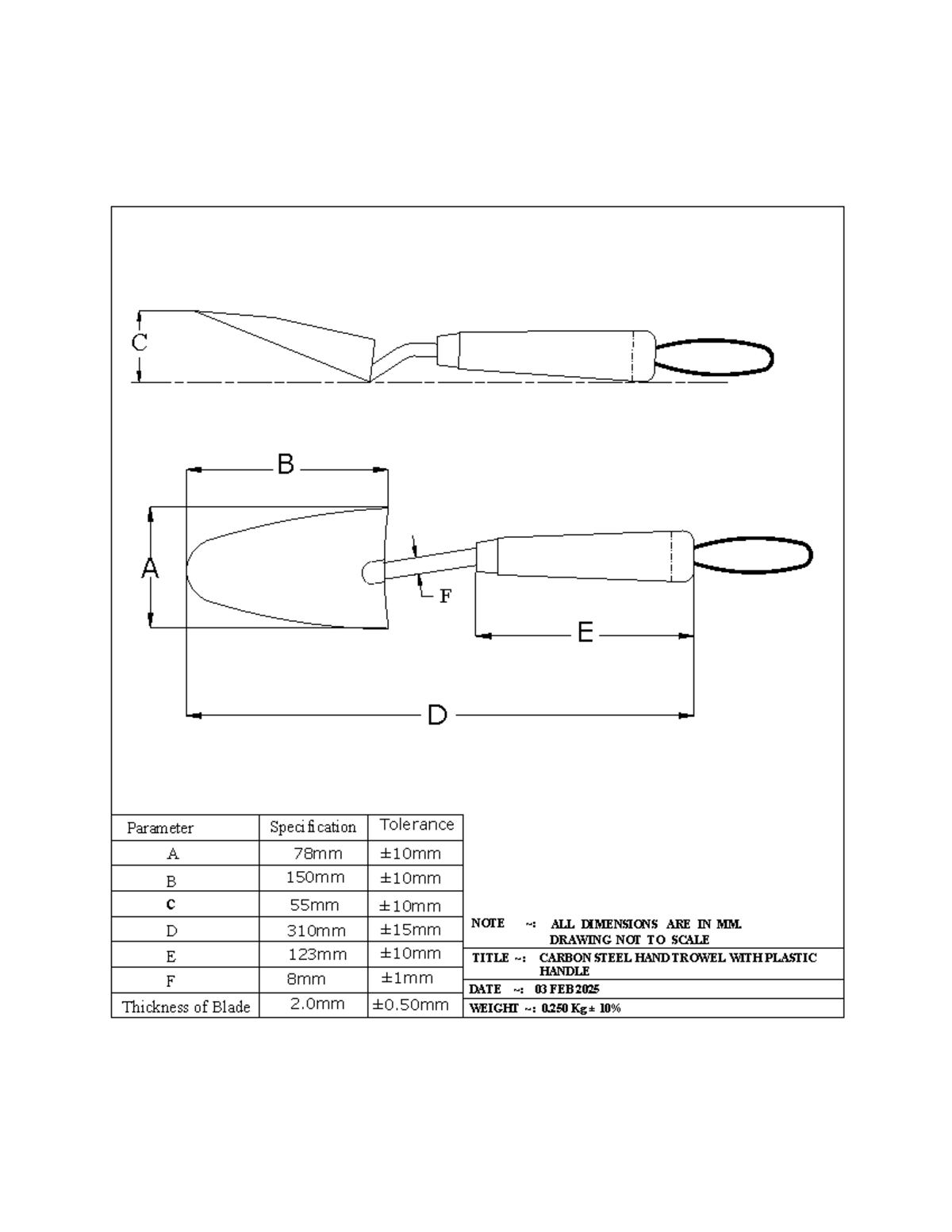 Carbon Steel HAND Trowel WITH Plastic Handle - Mechanical engineering ...
