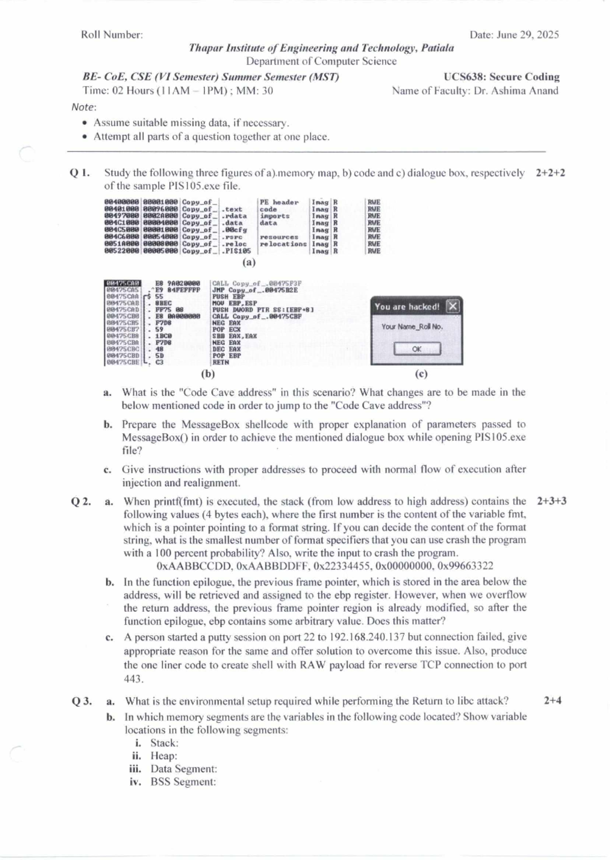 UCS638: Secure Coding MST Exam Notes - Summer 2025 - Studocu