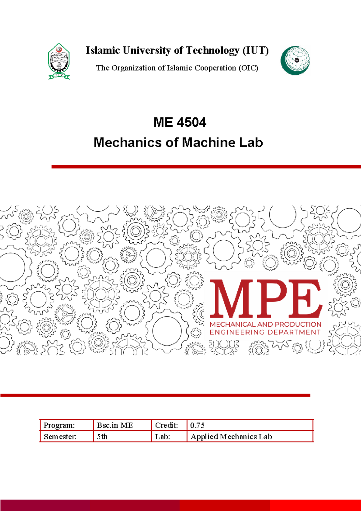 ME 4504: Mechanics of Machine Lab - Experiment 1 Manual - Studocu