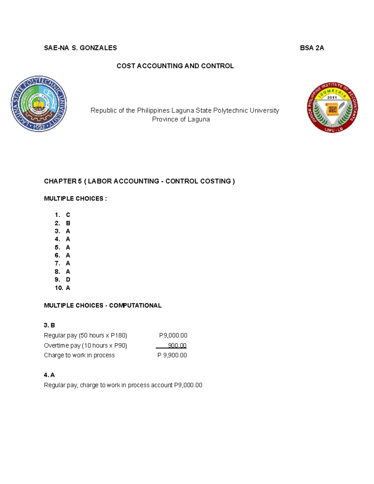 Cost accounting and control BSA 2A chapter 5 and 7 notes - Studocu