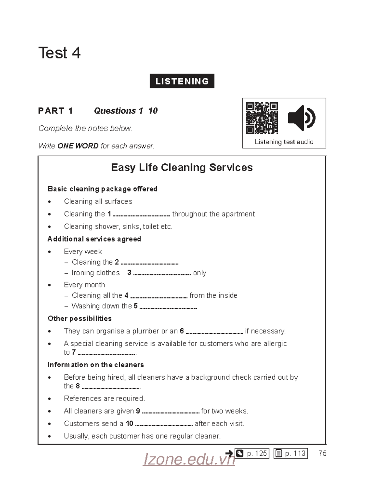 Cambridge 17 Test 4 Listening and Reading Questions - Studocu