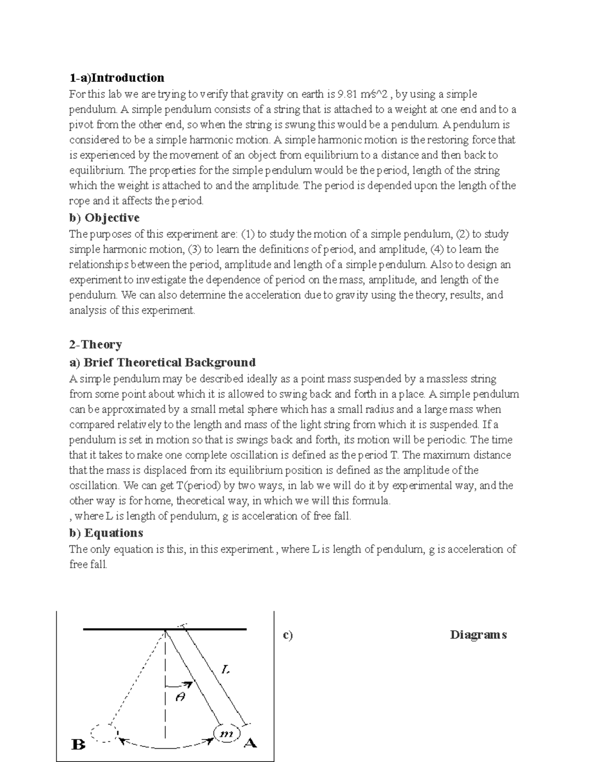 PH-101 Lab #9 - Simple Pendulum Experiment & Analysis Report - Studocu
