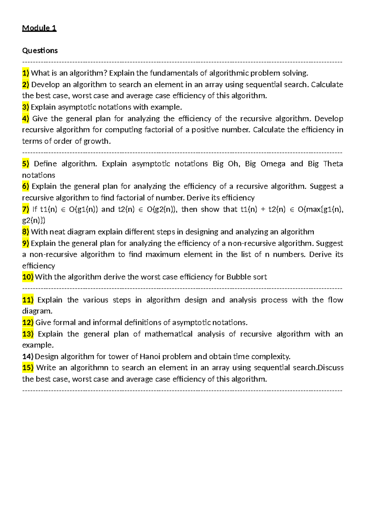 ADA Final Exam Study Guide: Algorithms & Efficiency Analysis - Studocu