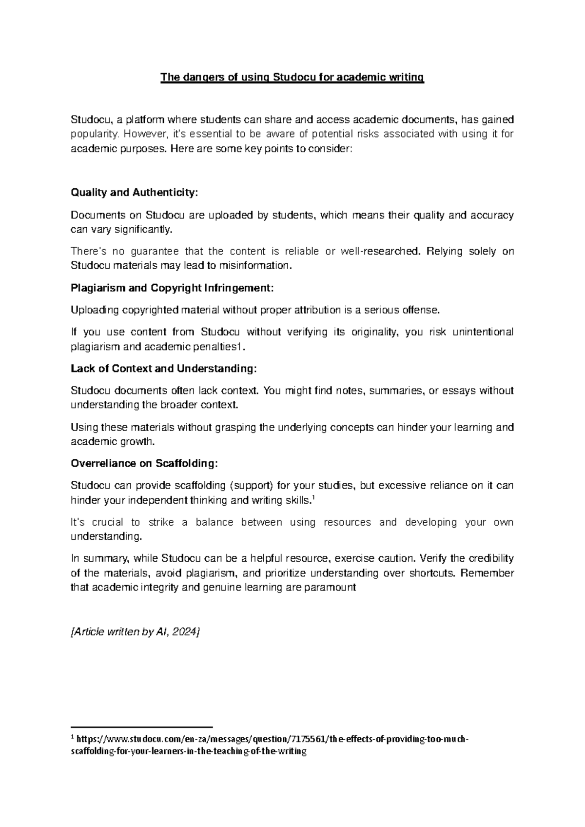 Risks of Using Studocu for Academic Writing: Key Points Explained - Studocu