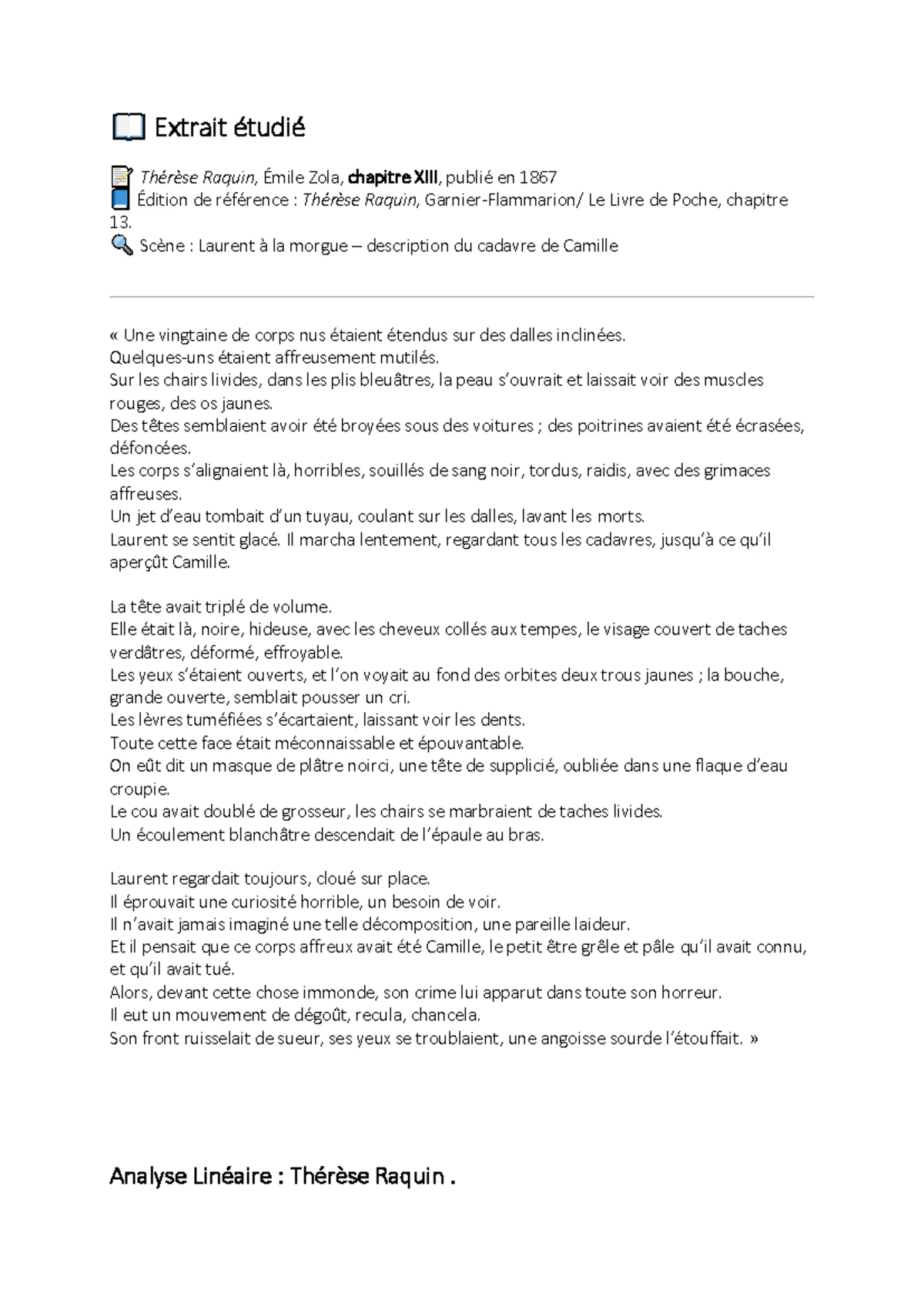 Analyse linéaire du poème 