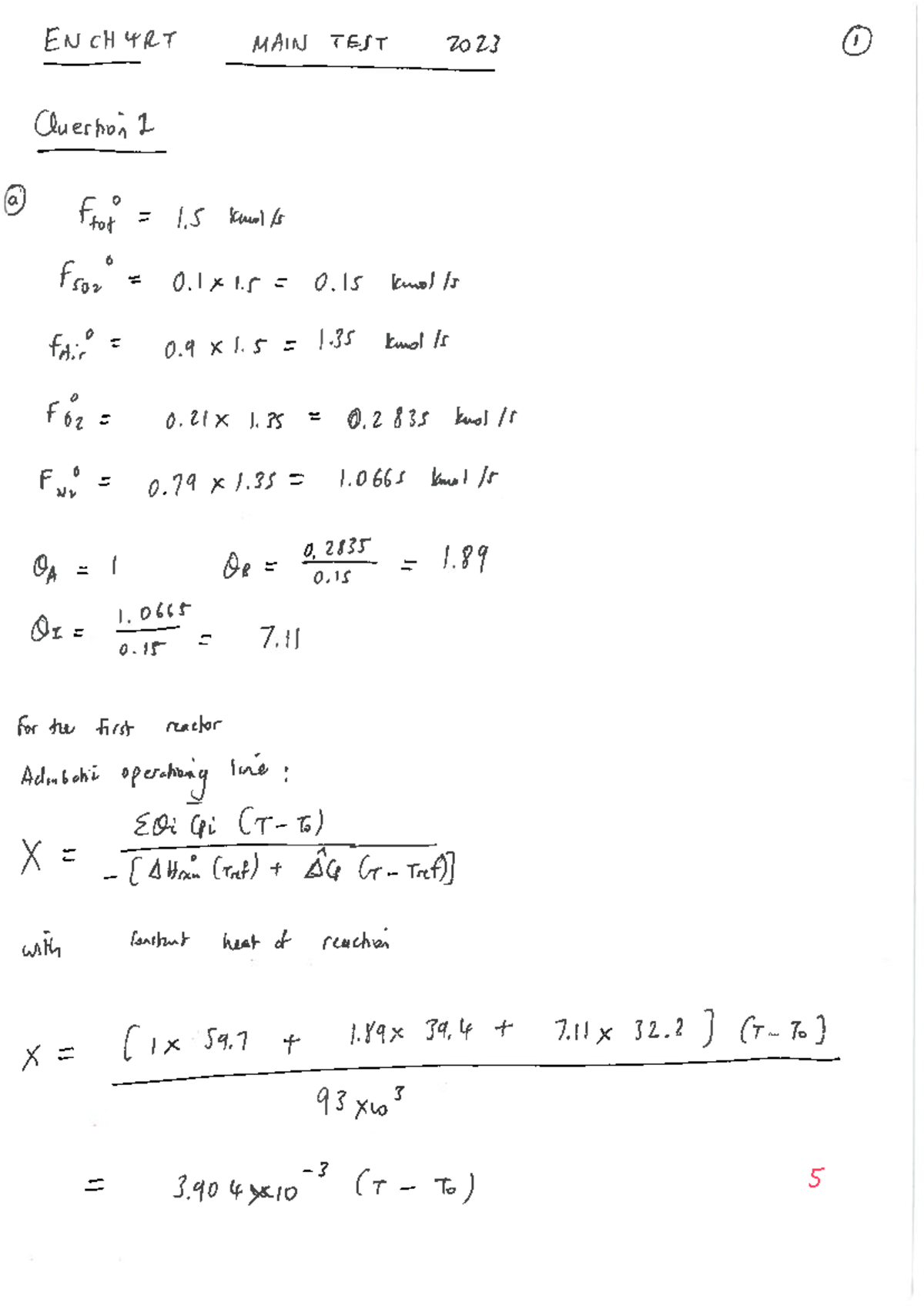ENCH4RT Main Test 2023 - Solutions and Calculations Overview - Studocu