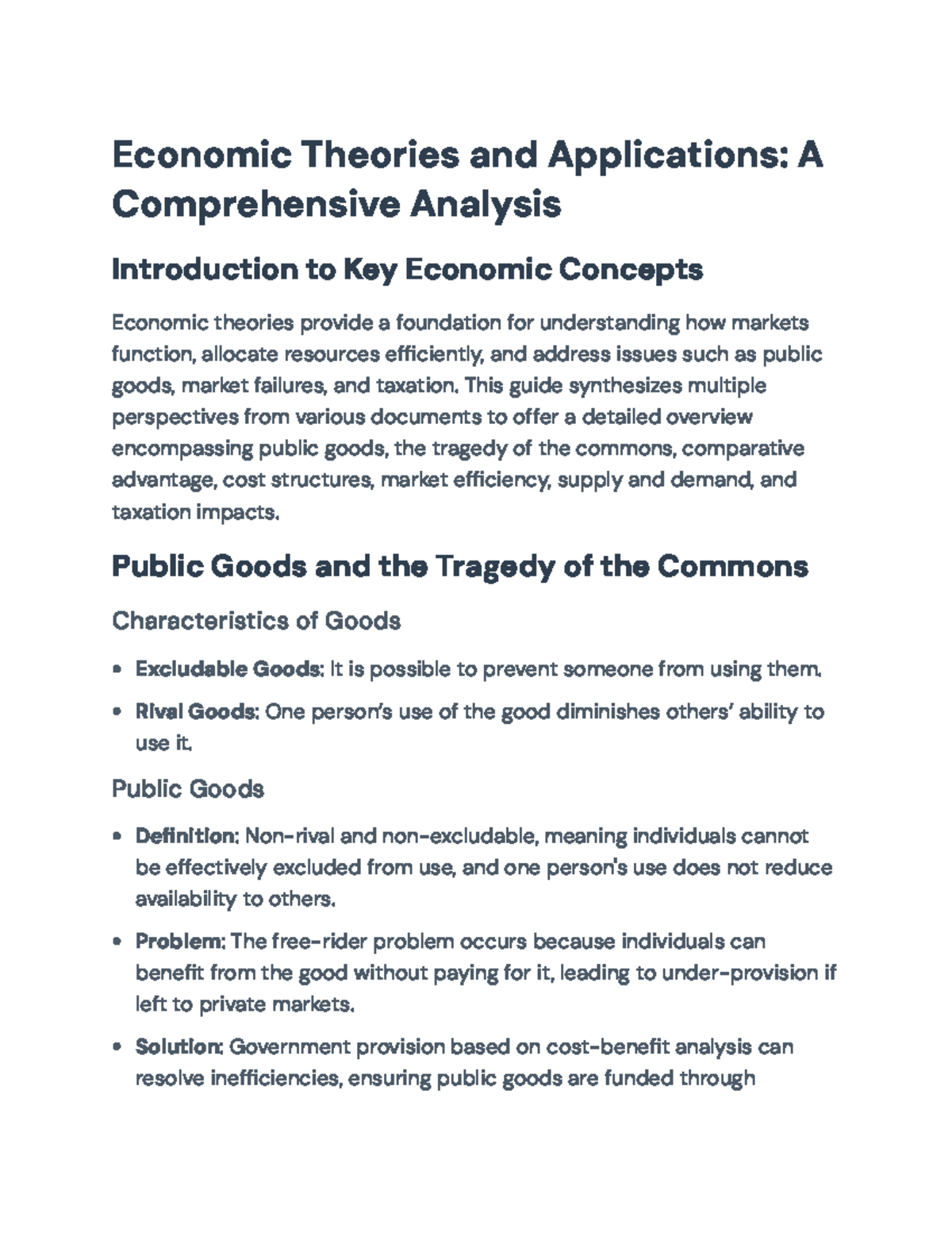 ECON 101: Economic Theories and Applications Overview - Economic ...