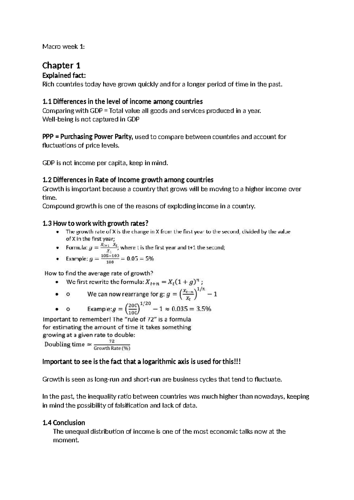 Macro 101: Week 1 - Income Growth & Economic Analysis Summary - Studeersnel