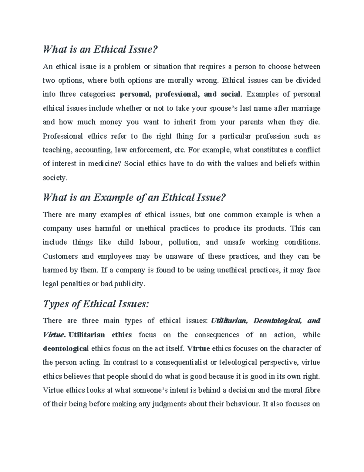 What is an Ethical Issue Topic one - What is an Ethical Issue? An ...