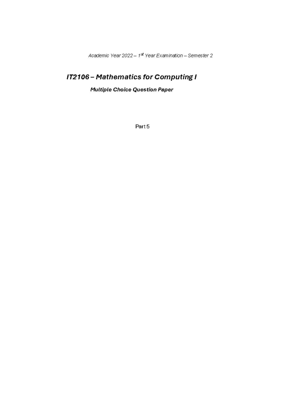 BIT (Uni Colombo) IT2106 – Mathematics for Computing: Part 5 Exam Notes ...