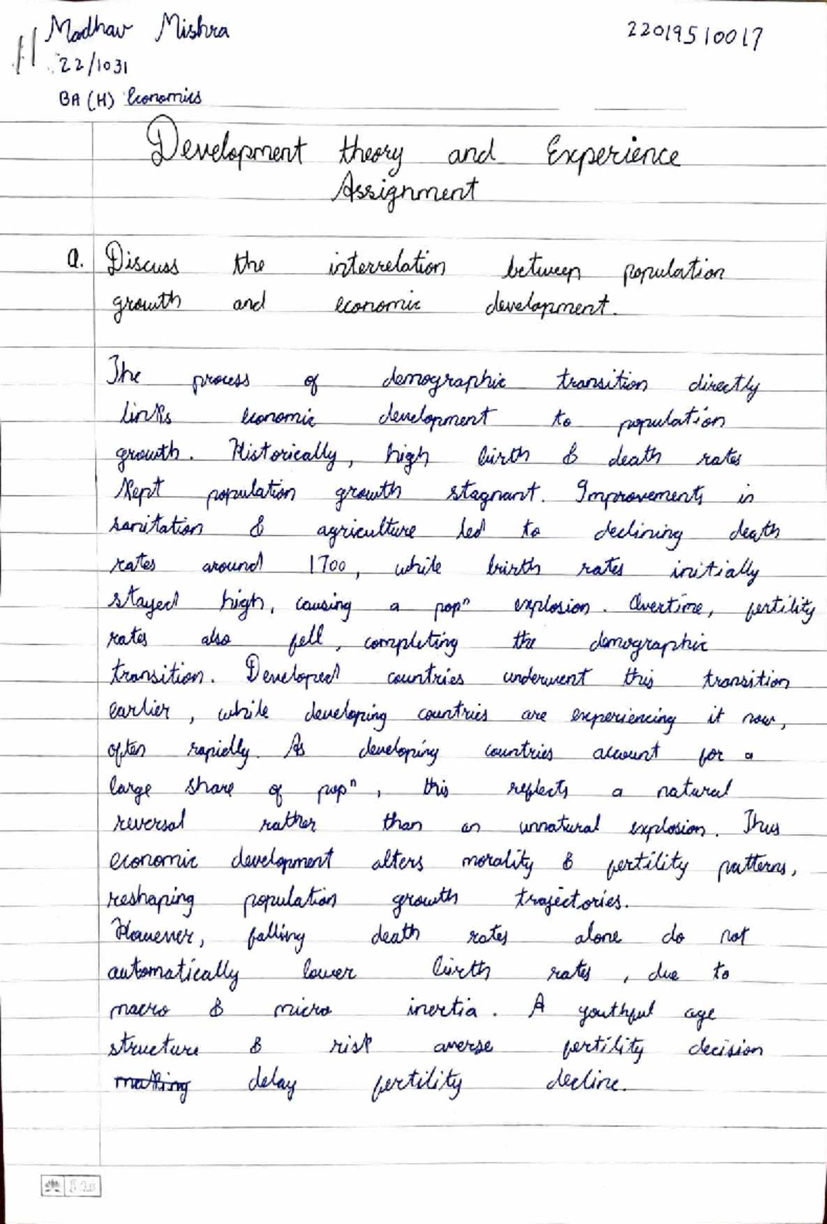 Development Theory Assignment (BA(H) 22-1031) by Madhav Mishra - Studocu