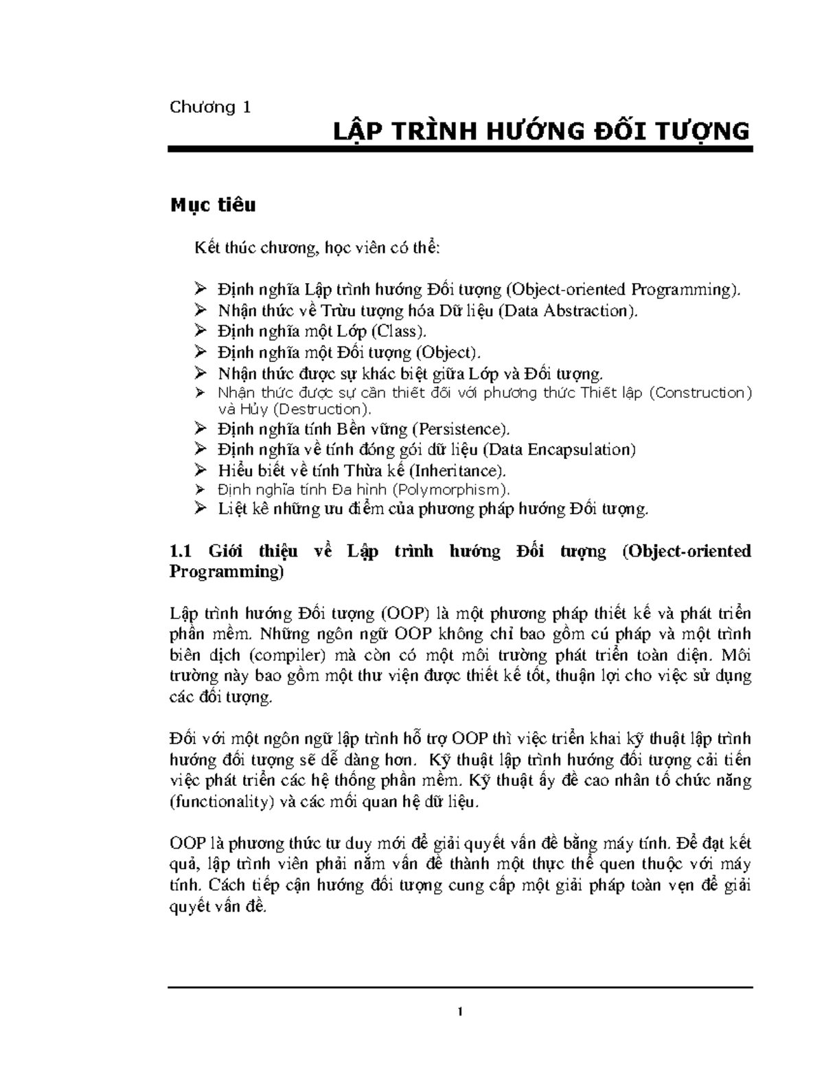 Java Programming book - Chương 1 L P TRÌNH HƯ NG ð I TƯ NG M c tiêu K t ...