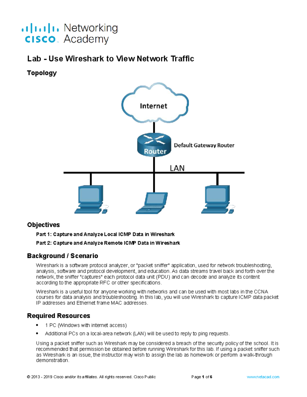 Lab CCNA: Analyzing ICMP Data with Wireshark - Studocu